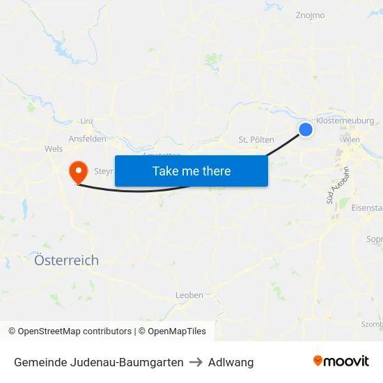 Gemeinde Judenau-Baumgarten to Adlwang map