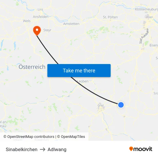 Sinabelkirchen to Adlwang map
