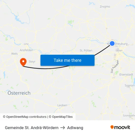 Gemeinde St. Andrä-Wördern to Adlwang map
