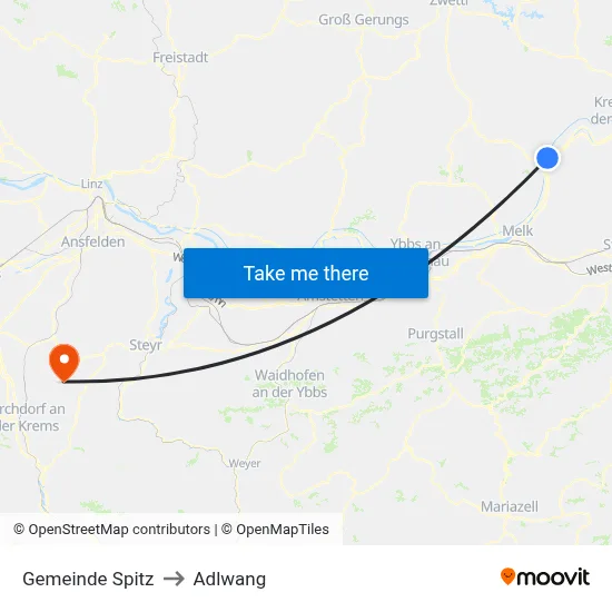 Gemeinde Spitz to Adlwang map