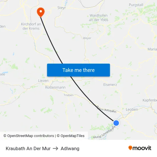Kraubath An Der Mur to Adlwang map
