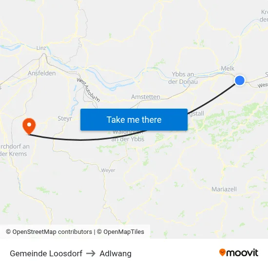 Gemeinde Loosdorf to Adlwang map