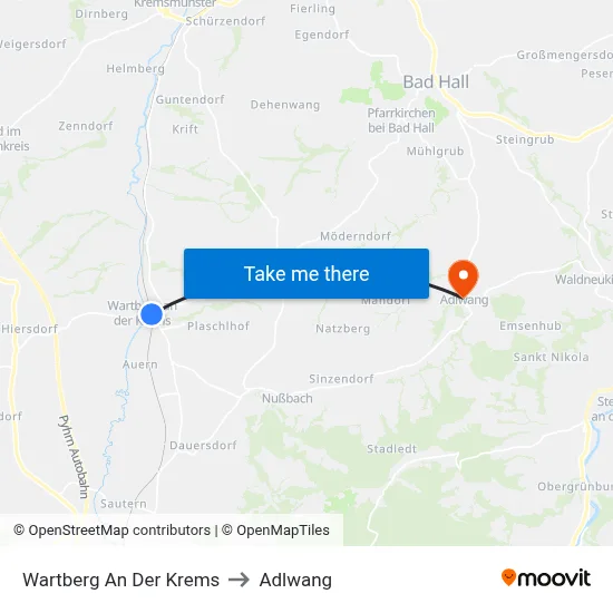 Wartberg An Der Krems to Adlwang map