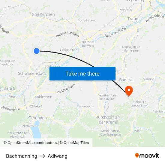 Bachmanning to Adlwang map