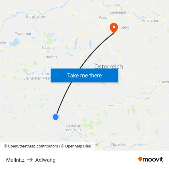 Mallnitz to Adlwang map