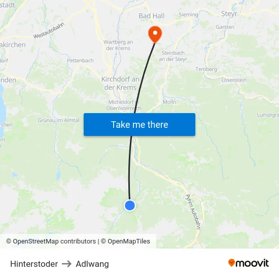 Hinterstoder to Adlwang map