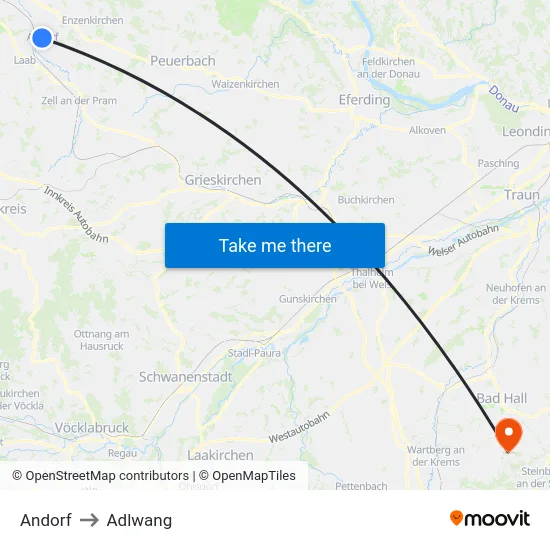 Andorf to Adlwang map