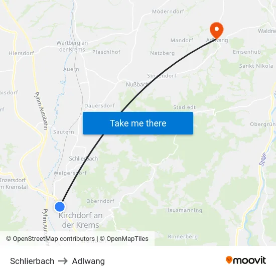 Schlierbach to Adlwang map