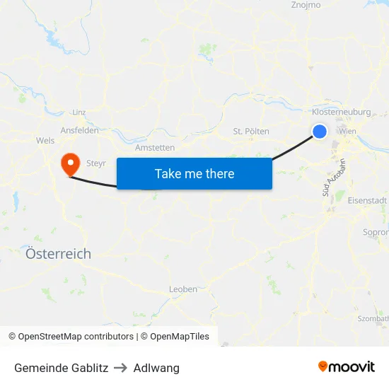 Gemeinde Gablitz to Adlwang map
