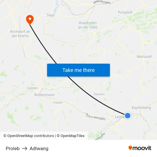 Proleb to Adlwang map