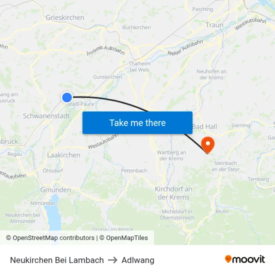Neukirchen Bei Lambach to Adlwang map