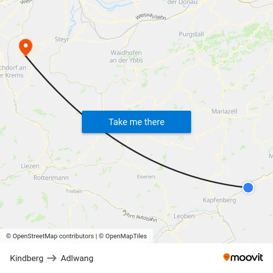 Kindberg to Adlwang map
