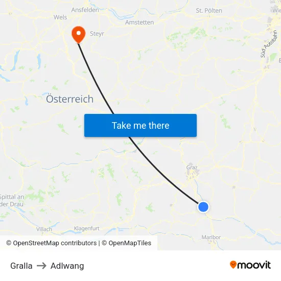 Gralla to Adlwang map