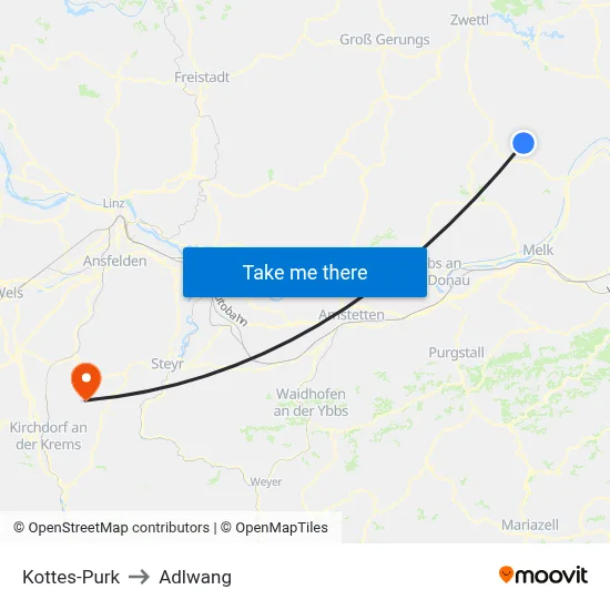 Kottes-Purk to Adlwang map