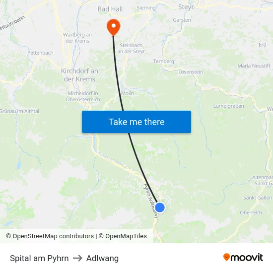 Spital am Pyhrn to Adlwang map