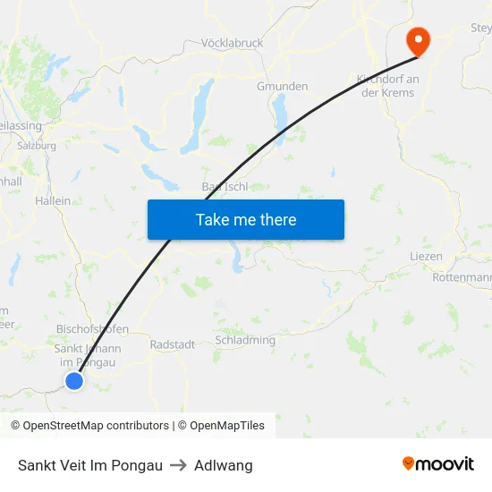 Sankt Veit Im Pongau to Adlwang map