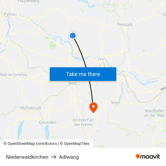 Niederwaldkirchen to Adlwang map