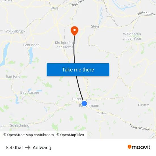 Selzthal to Adlwang map