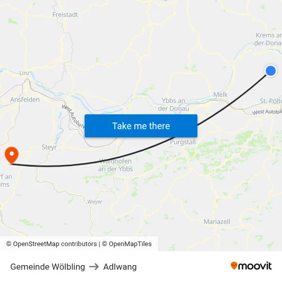 Gemeinde Wölbling to Adlwang map