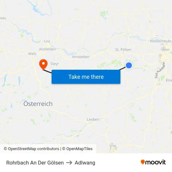Rohrbach An Der Gölsen to Adlwang map