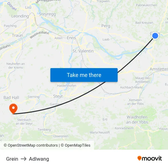 Grein to Adlwang map