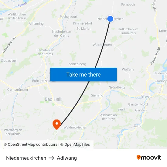 Niederneukirchen to Adlwang map