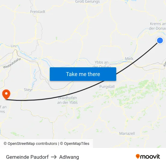 Gemeinde Paudorf to Adlwang map