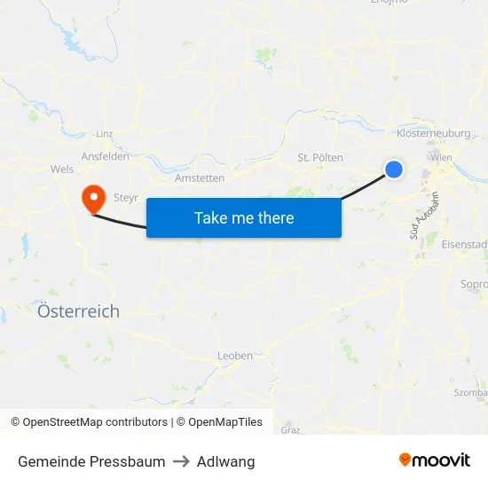 Gemeinde Pressbaum to Adlwang map