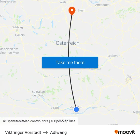 Viktringer Vorstadt to Adlwang map