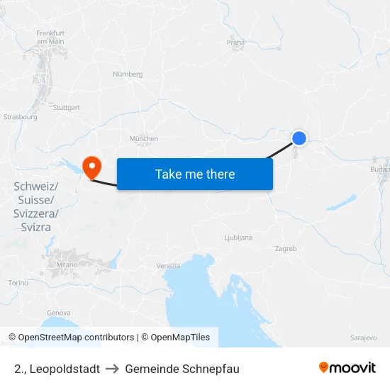 2., Leopoldstadt to Gemeinde Schnepfau map