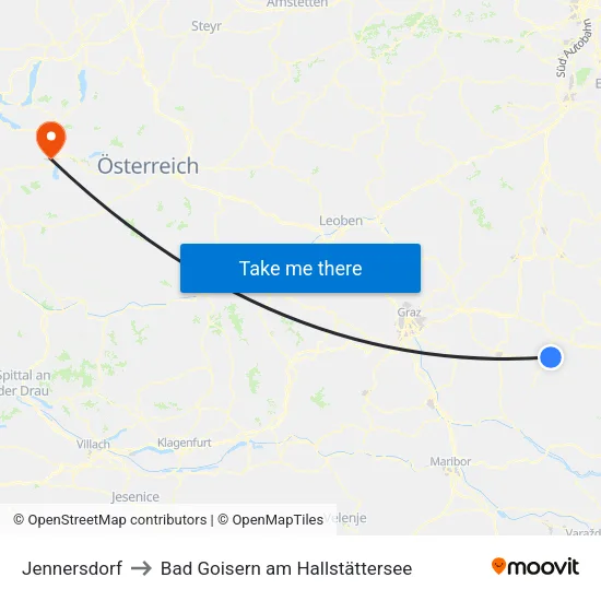 Jennersdorf to Bad Goisern am Hallstättersee map