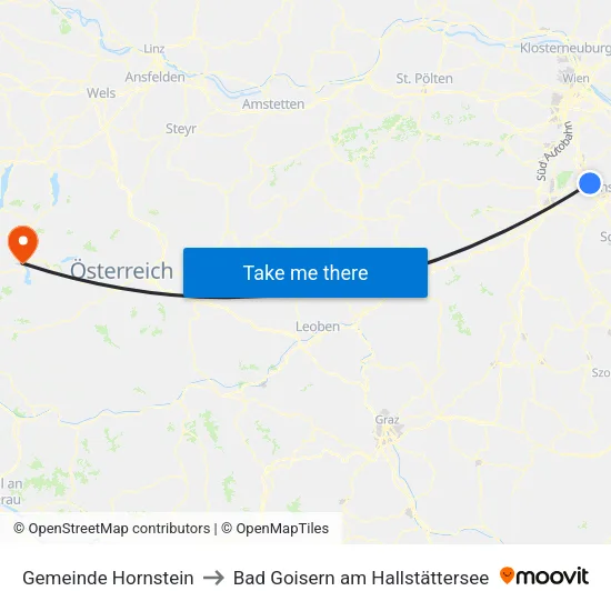 Gemeinde Hornstein to Bad Goisern am Hallstättersee map