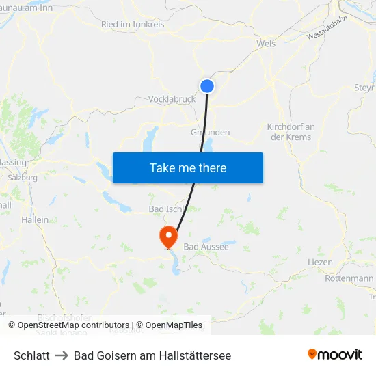 Schlatt to Bad Goisern am Hallstättersee map