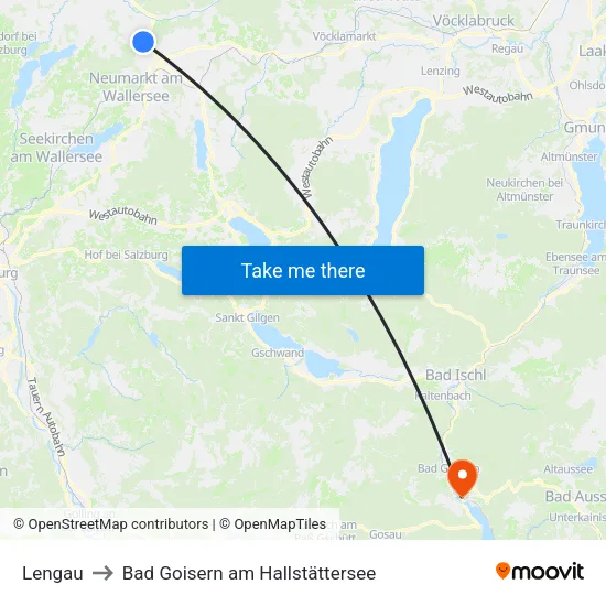 Lengau to Bad Goisern am Hallstättersee map