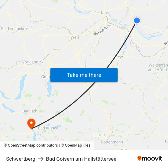 Schwertberg to Bad Goisern am Hallstättersee map