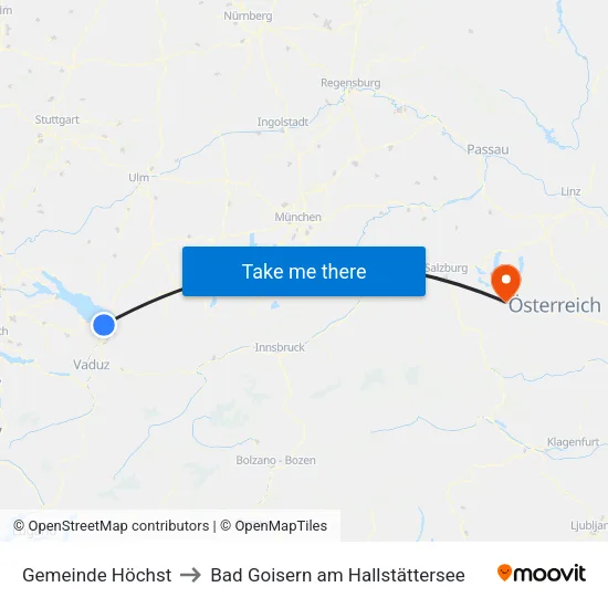 Gemeinde Höchst to Bad Goisern am Hallstättersee map