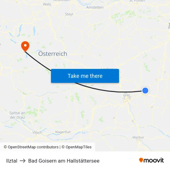 Ilztal to Bad Goisern am Hallstättersee map