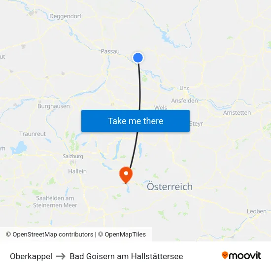 Oberkappel to Bad Goisern am Hallstättersee map