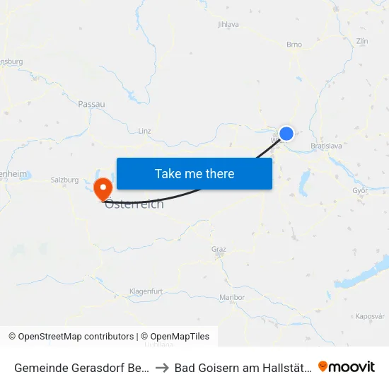 Gemeinde Gerasdorf Bei Wien to Bad Goisern am Hallstättersee map