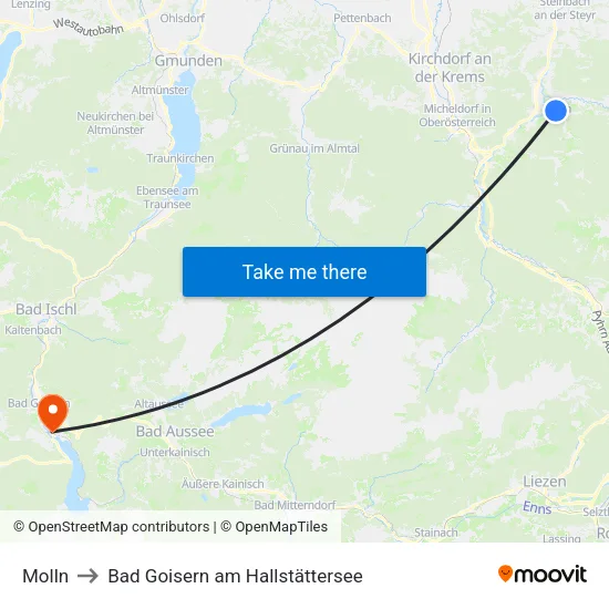 Molln to Bad Goisern am Hallstättersee map