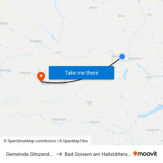 Gemeinde Glinzendorf to Bad Goisern am Hallstättersee map