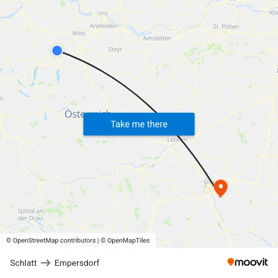 Schlatt to Empersdorf map