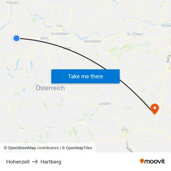Hohenzell to Hartberg map