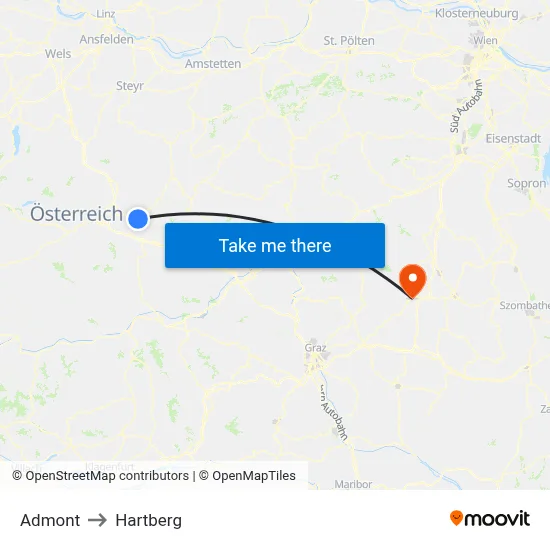 Admont to Hartberg map