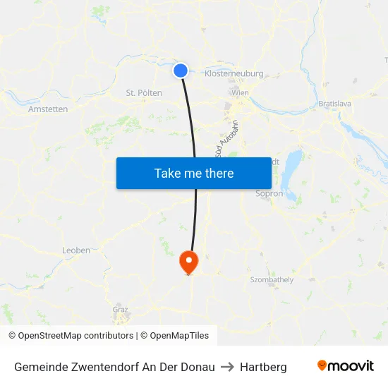 Gemeinde Zwentendorf An Der Donau to Hartberg map