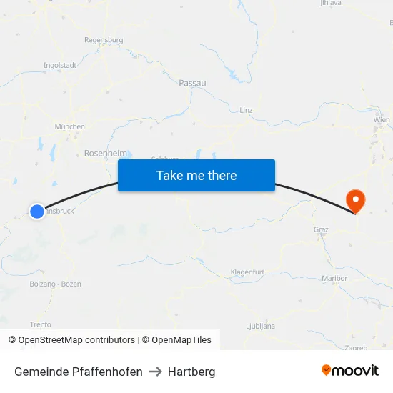 Gemeinde Pfaffenhofen to Hartberg map