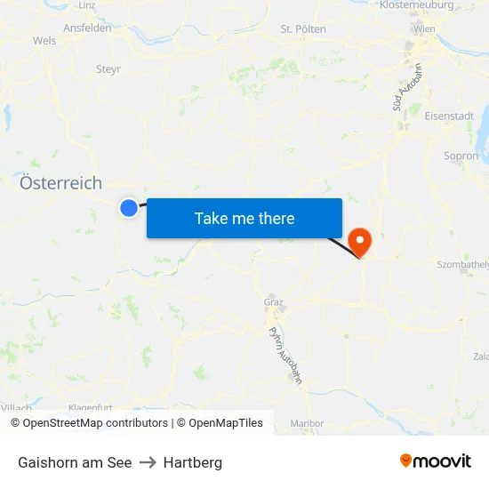 Gaishorn am See to Hartberg map