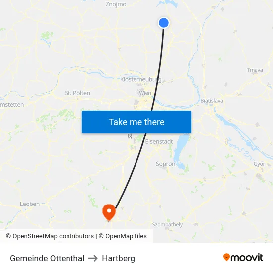 Gemeinde Ottenthal to Hartberg map