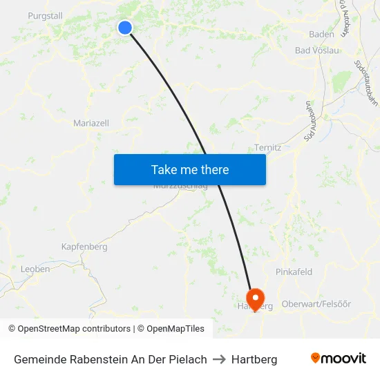 Gemeinde Rabenstein An Der Pielach to Hartberg map