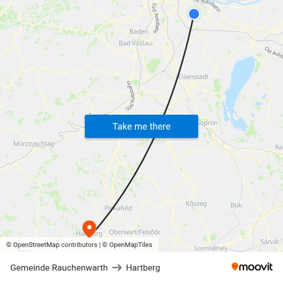 Gemeinde Rauchenwarth to Hartberg map